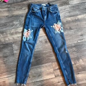 Zara embroidered jeans